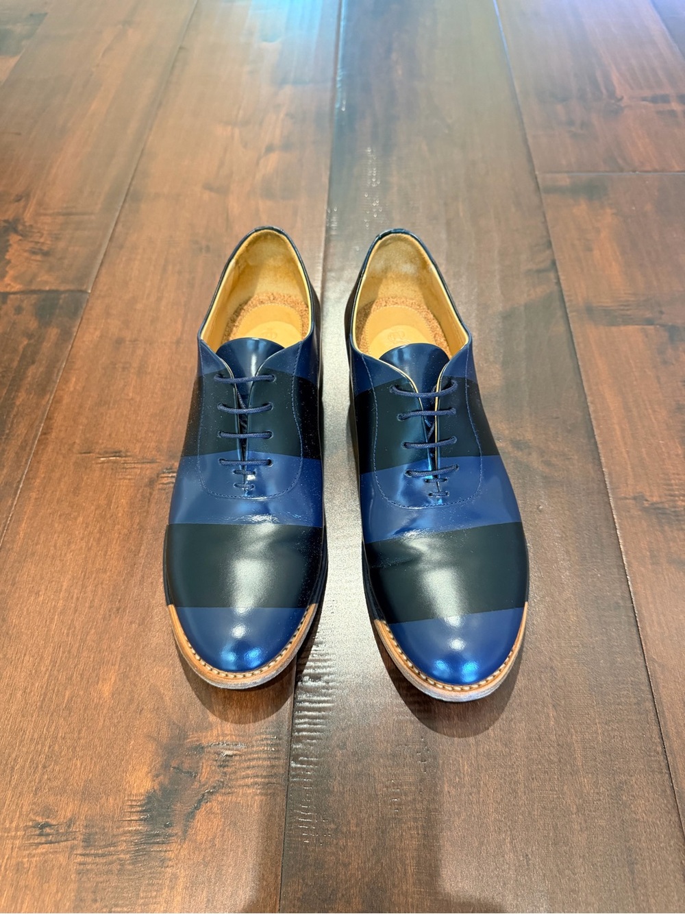 The Office of Angela Scott Mr. Smith Oxford in navy and black striped